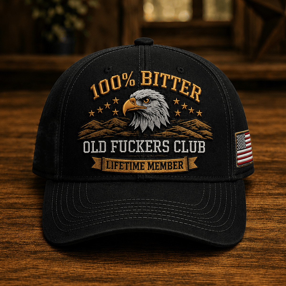 Bitter Old Fuckers Club Lifetime Member Printed Cap Eagle Graphic USA Veteran Gift for Dad Grandpa Patriotic Trucker Hat