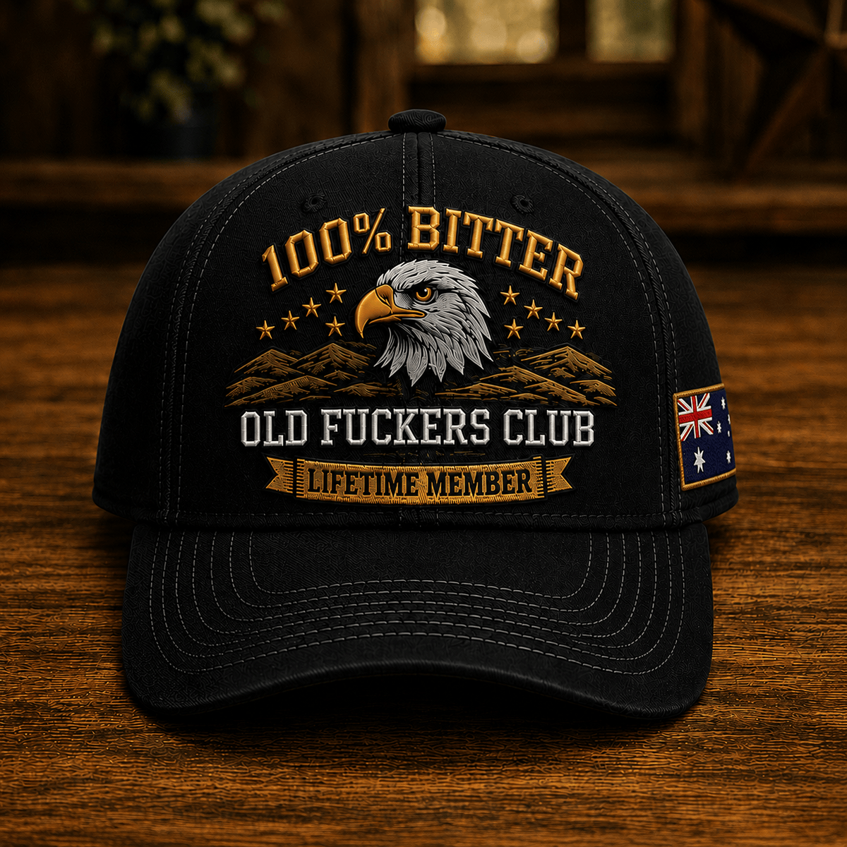 Bitter Old Fuckers Club Lifetime Member Printed Cap Eagle Graphic Australia Gift for Dad Grandpa Patriotic Trucker Hat