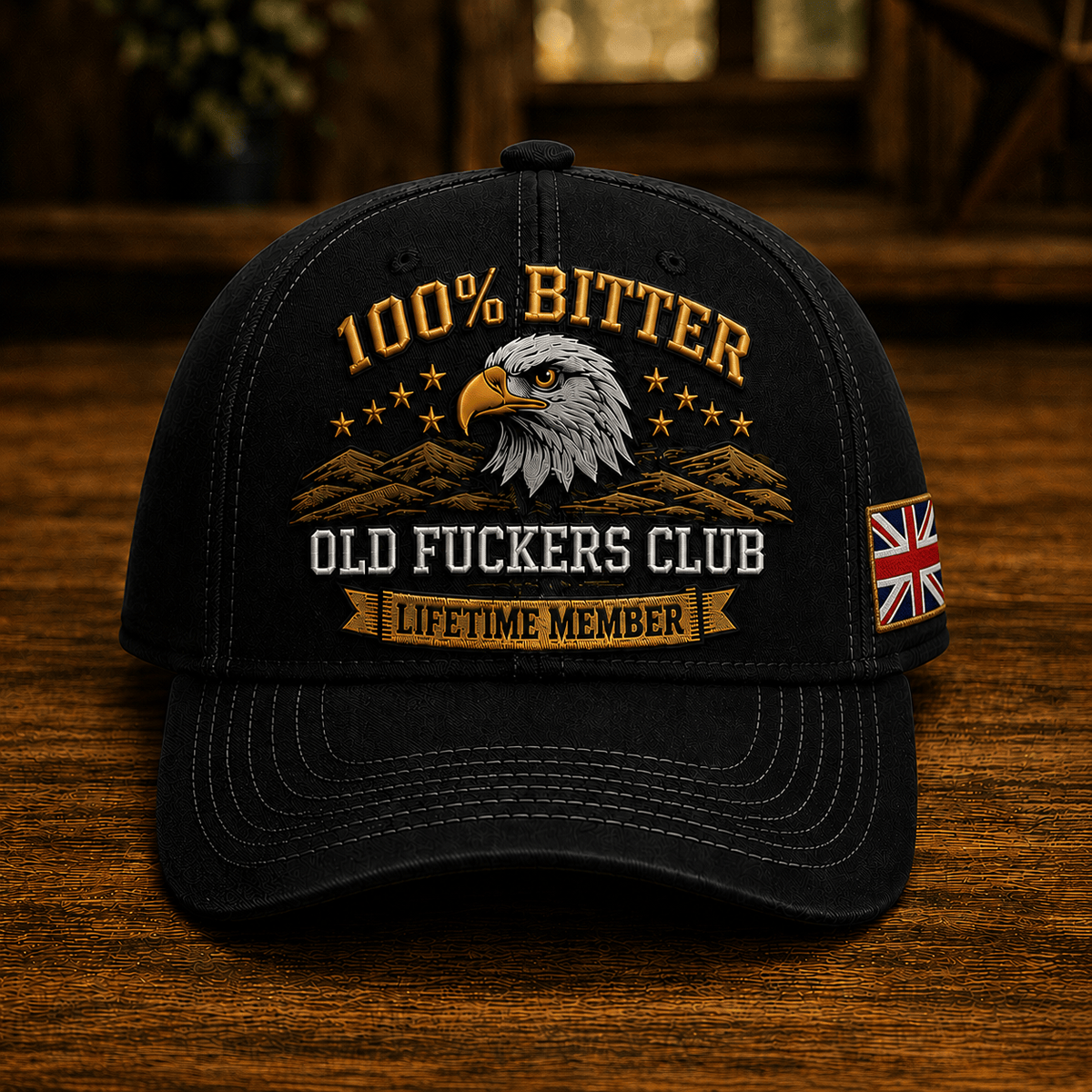 Bitter Old Fuckers Club Lifetime Member Printed Cap Eagle Graphic UK Gift for Dad Grandpa Patriotic Trucker Hat