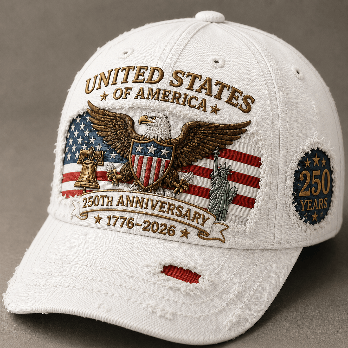 United States of America 250th Anniversary 1776-2026 Printed Trucker Cap Patriotic Eagle American Flag Independence Day Gift for Veteran