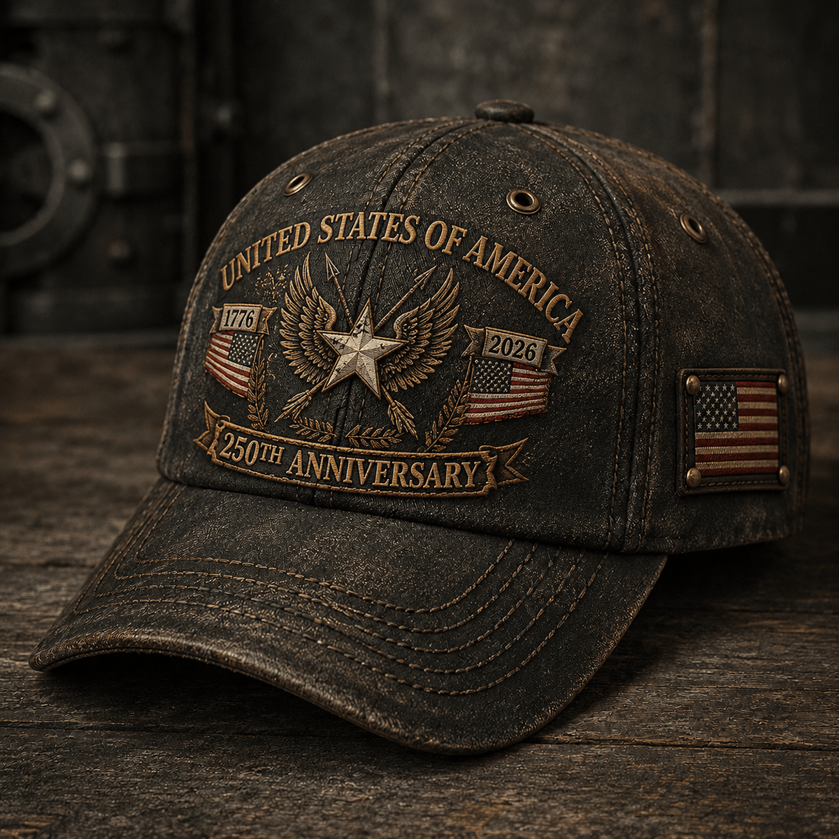United States of America 250th Anniversary 1776-2026 Printed Cap Patriotic Eagle American Flag Independence Day Veteran Gift