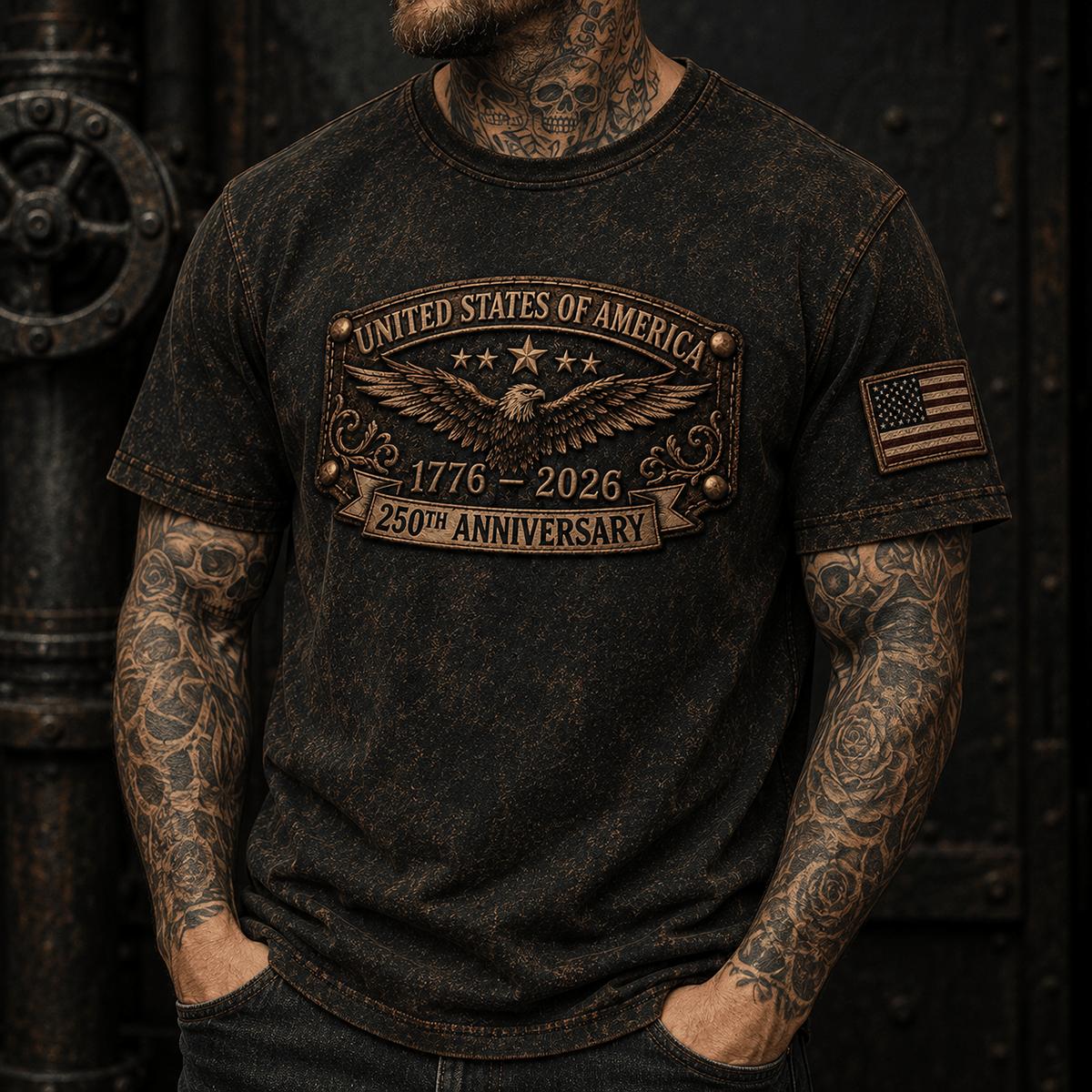 United States of America 1776 2026 250th Anniversary Printed T Shirt American Eagle Patriotic Tee USA Independence Day Gift