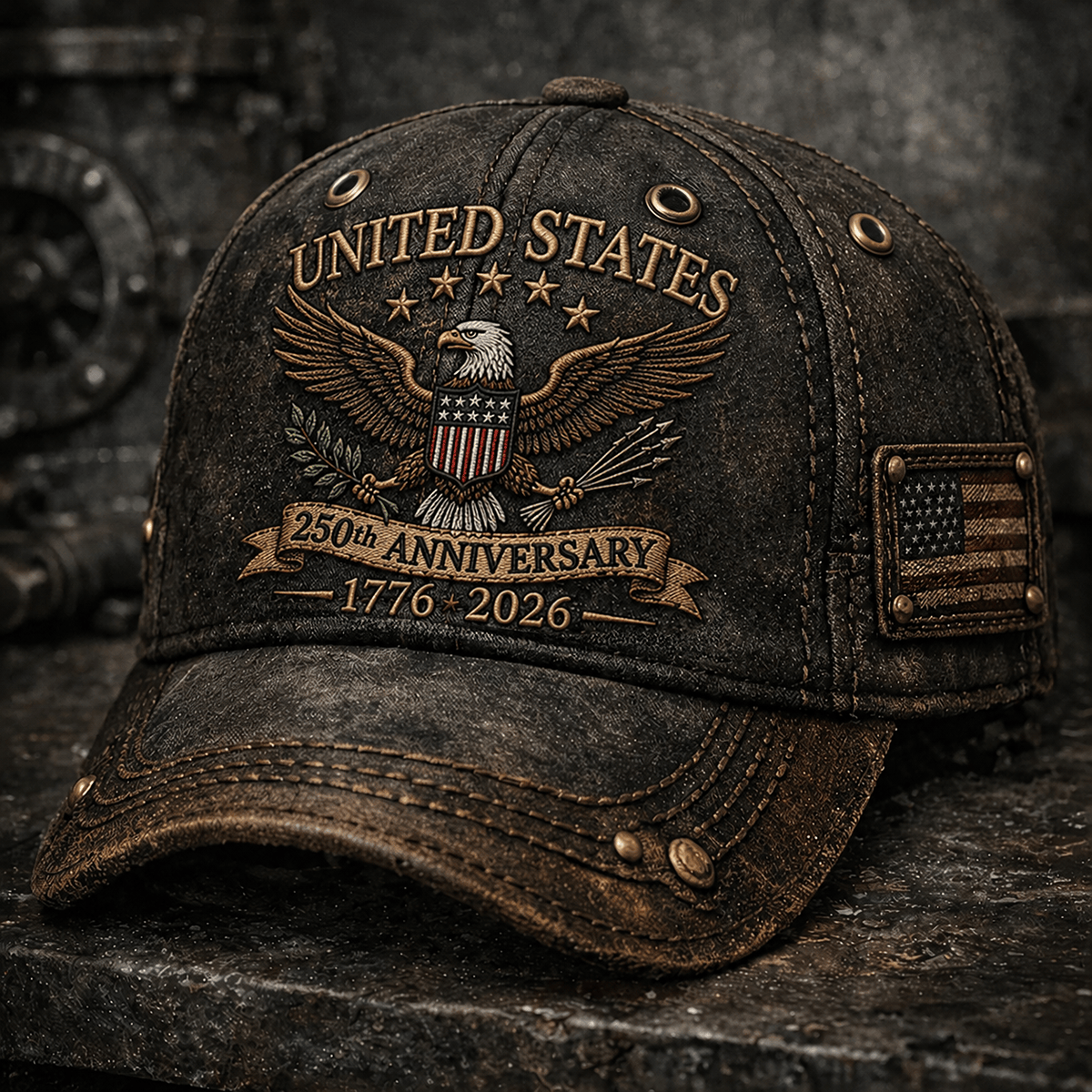United States 250th Anniversary 1776 2026 Printed Vintage Cap Patriotic American Eagle USA Independence Day Gift Hat