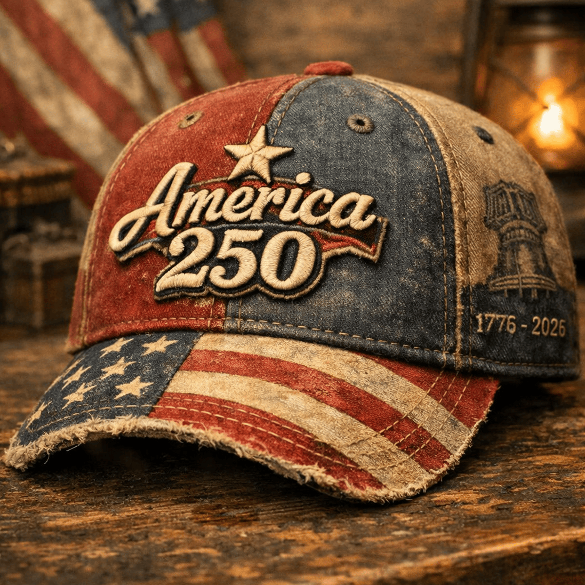 America 250 Printed Vintage Cap Patriotic USA 1776 2026 Anniversary American Flag Independence Day Gift Hat
