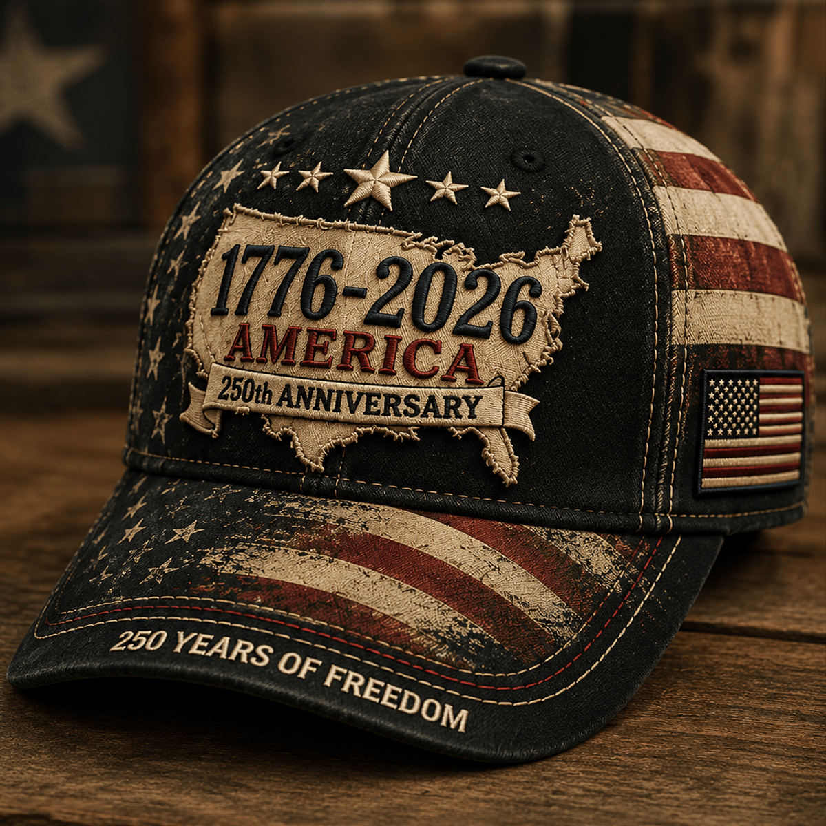 1776-2026 America 250th Anniversary Printed Cap Patriotic USA 250 Years of Freedom American Flag Independence Day Gift Hat