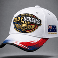 Bitter Old Fuckers Club Printed White Trucker Cap Skull Wings USA Australia Flag Gift for Dad Grandpa