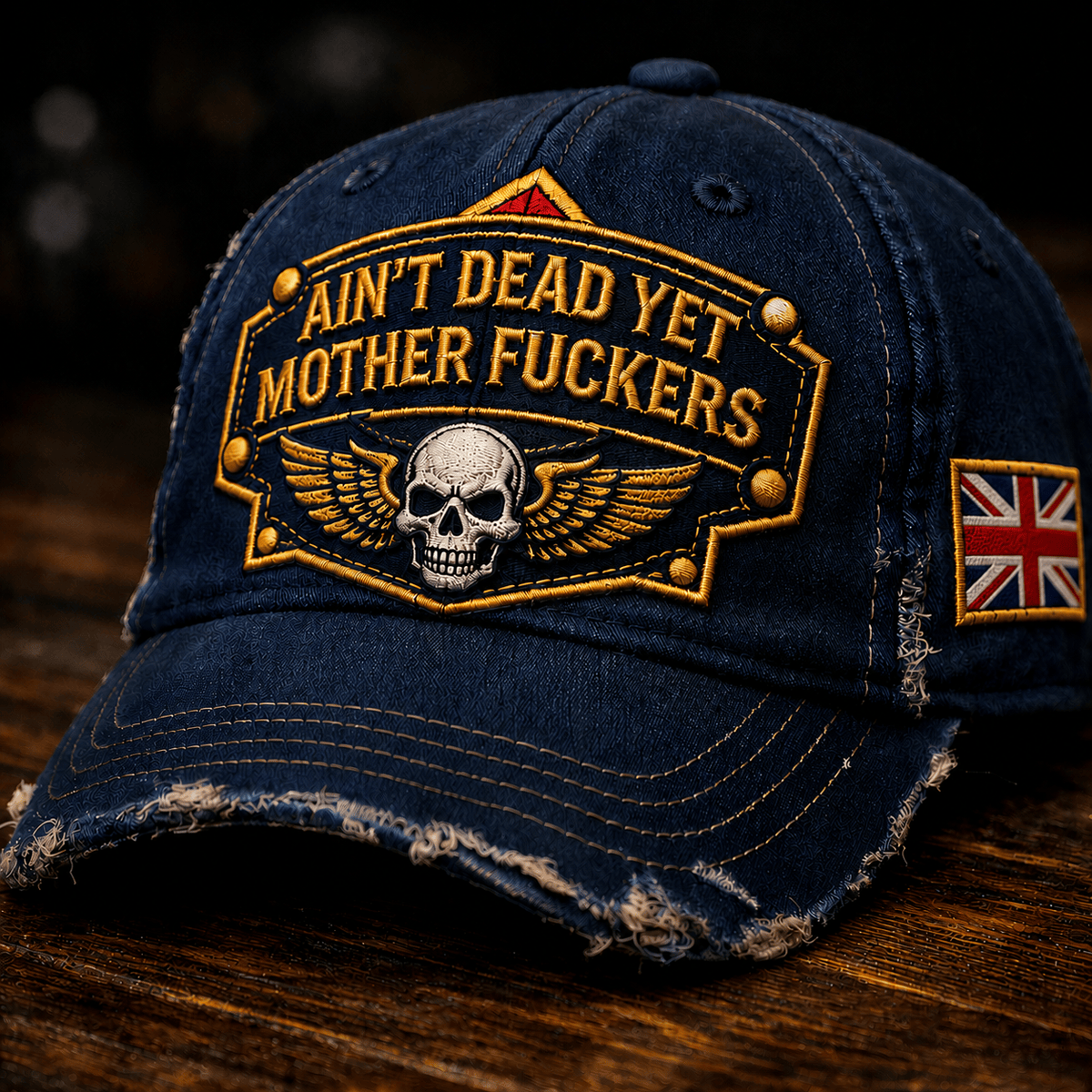 Ain't Dead Yet Mother Fuckers Printed Vintage Trucker Cap Skull Wing Graphic Baseball Cap Distressed Gift for Men Women United Kingdom
