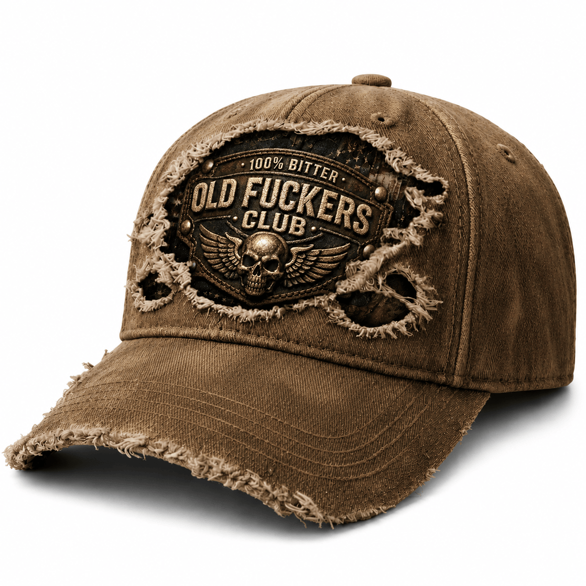 Bitter Old Fuckers Club Printed Skull Wing Baseball Cap Funny Vintage Hat Patriotic Gift for Men Dad Grandpa Biker Rider