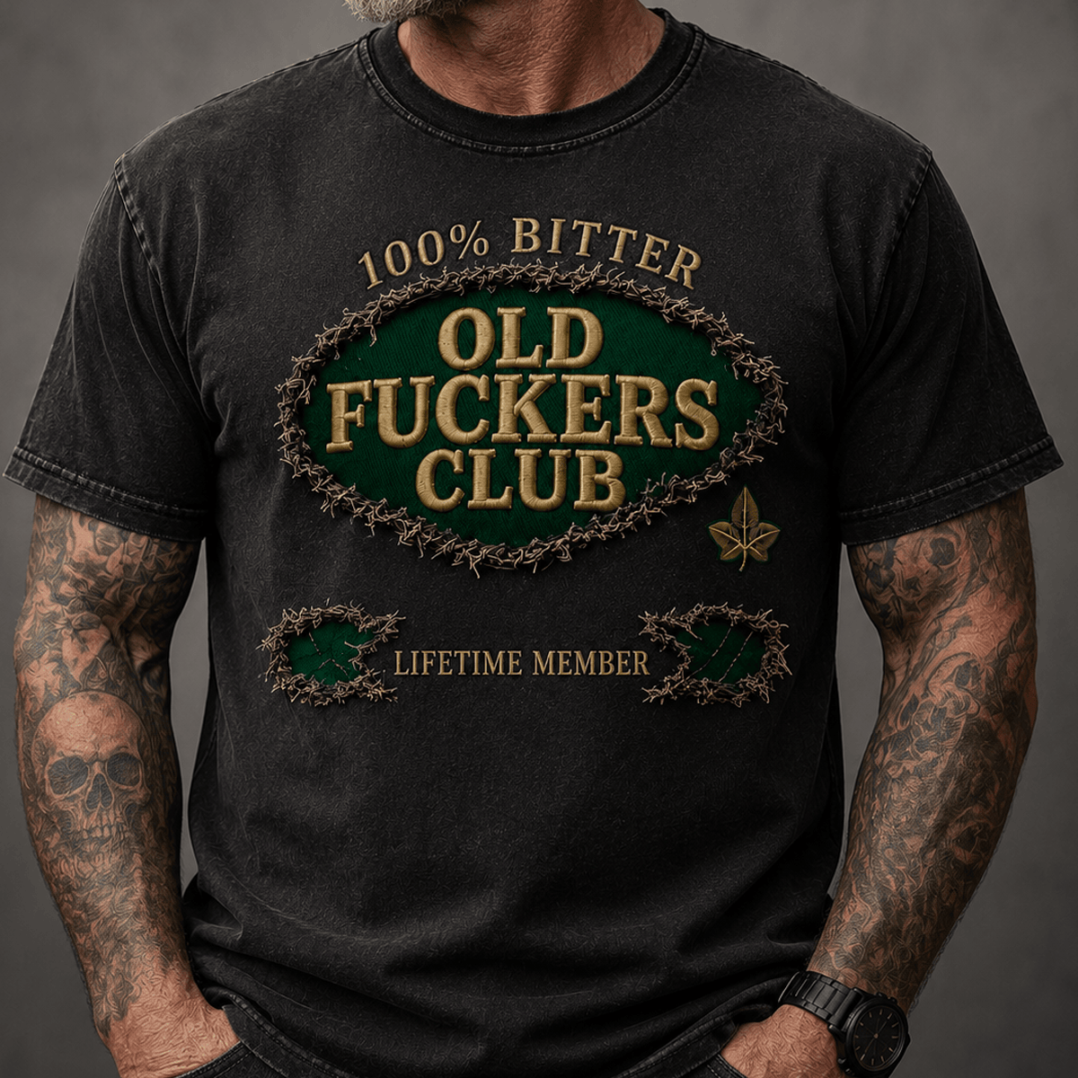 Bitter Old Fuckers Club Lifetime Member Printed T Shirt for Men Funny Gift for Dad Grandpa Husband Birthday Gift