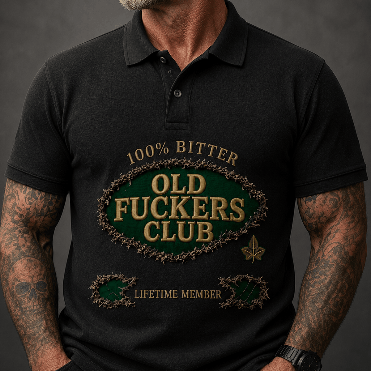 Bitter Old Fuckers Club Lifetime Member Printed Polo Shirt for Men Funny Gift for Dad Grandpa Husband Birthday Gift