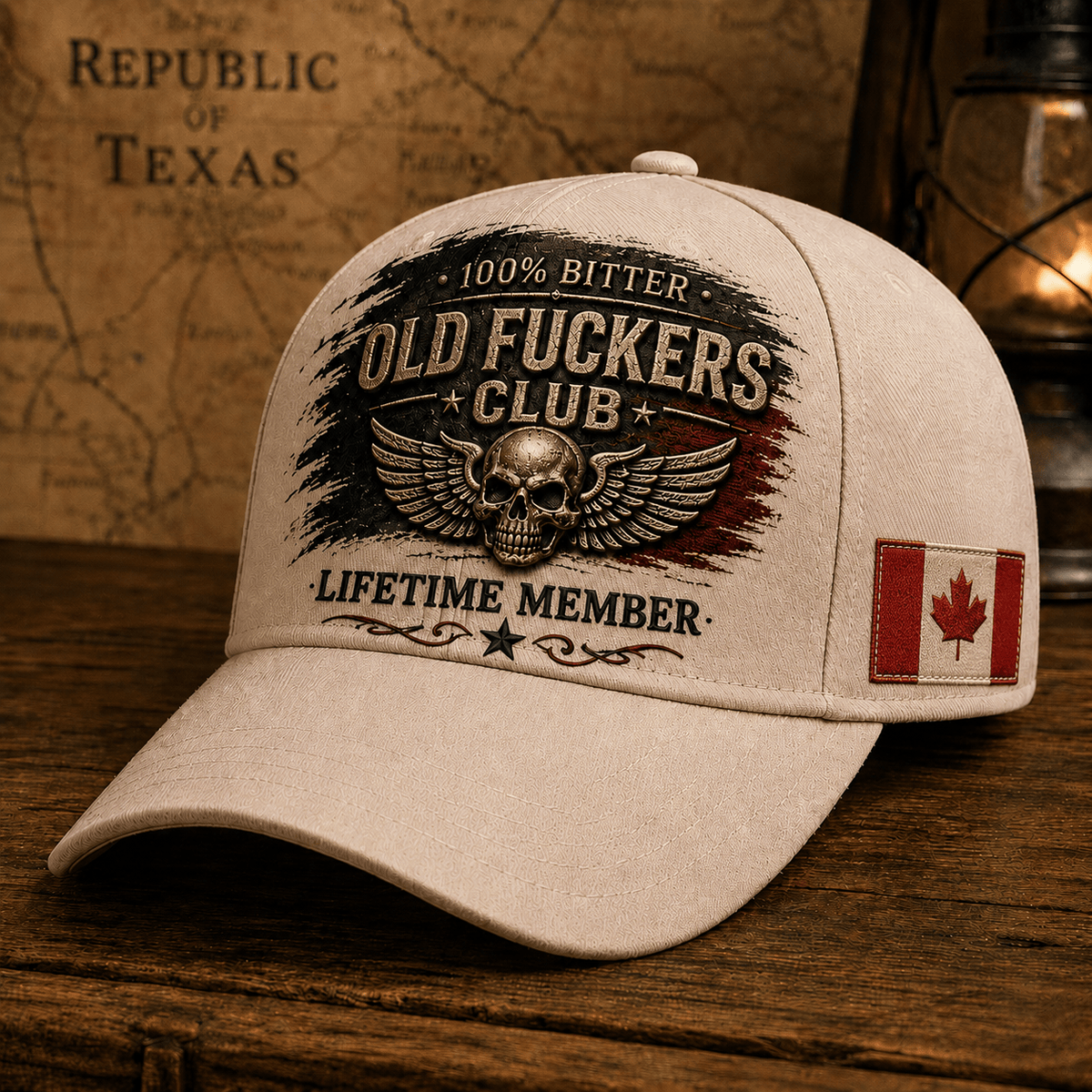 Old Fuckers Club Lifetime Member Printed Cap Winged Skull Baseball Cap Patriotic Canada Veteran Gift for Dad Grandpa Men Vintage Hat