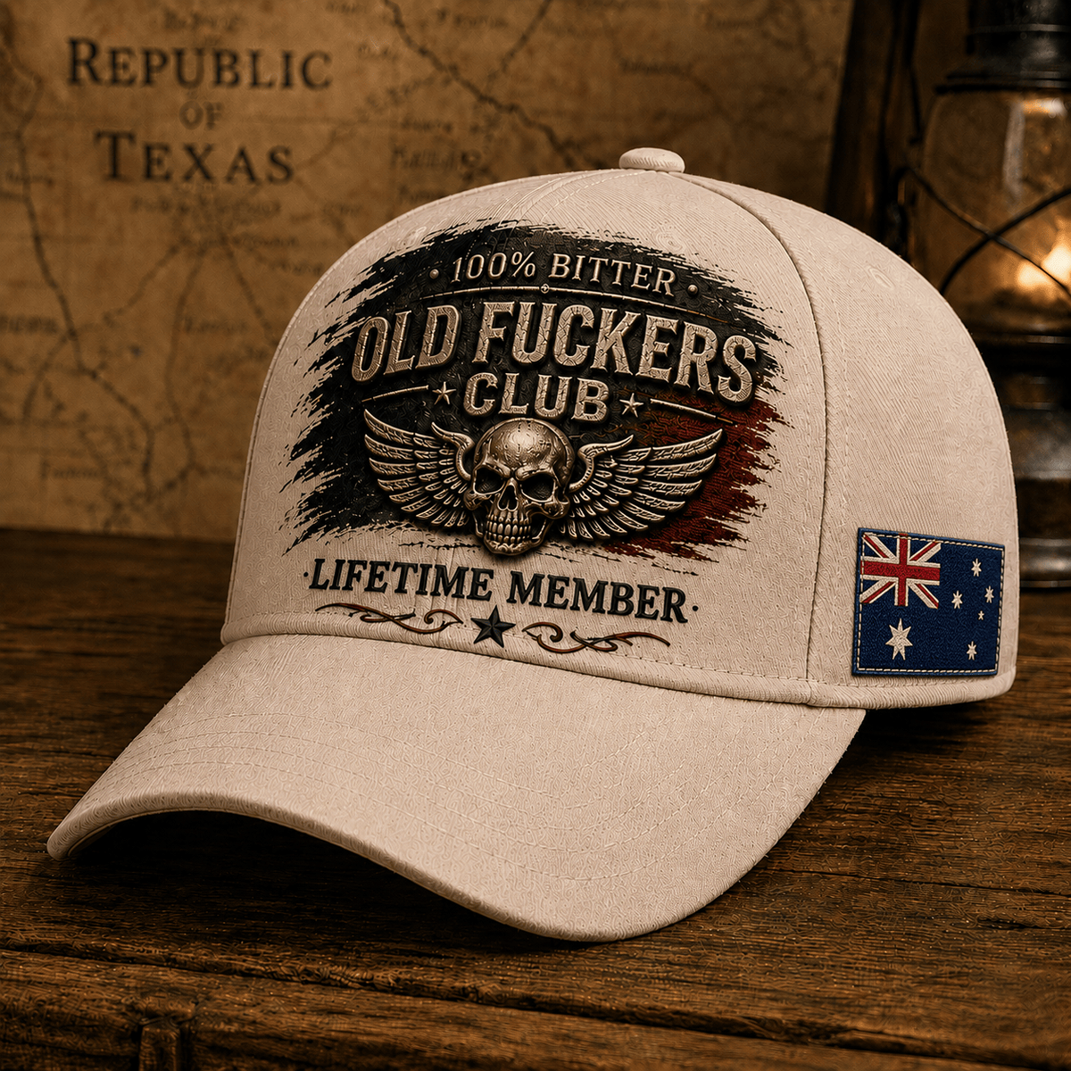 Old Fuckers Club Lifetime Member Printed Cap Winged Skull Baseball Cap Australia Veteran Gift for Dad Grandpa Men Vintage Hat