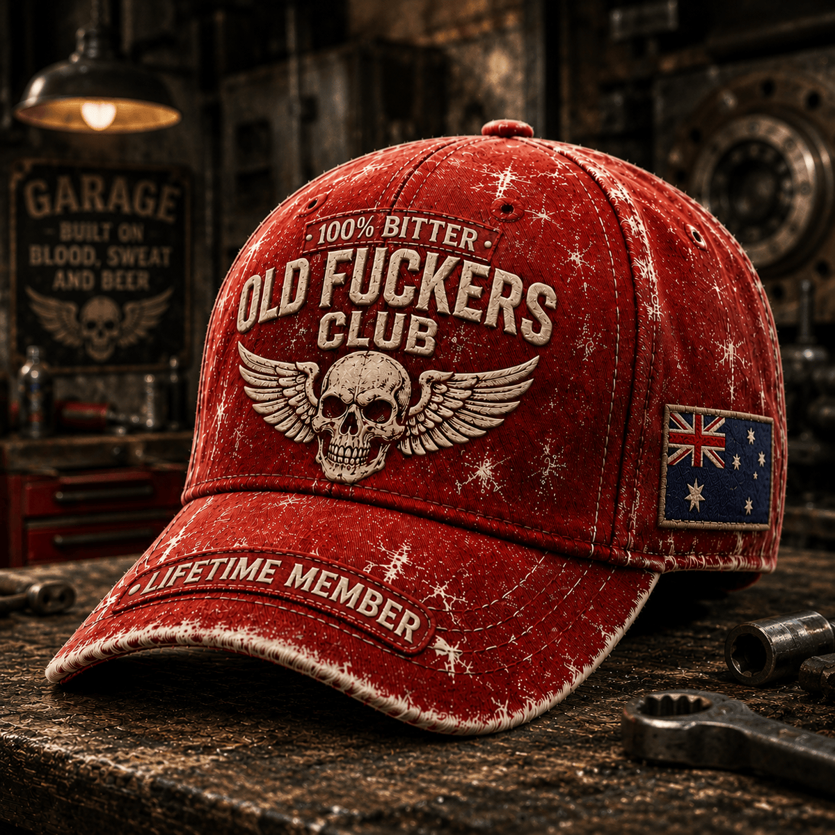 Bitter Old Fuckers Club Lifetime Member Printed Cap Skull Wings Baseball Cap Australia Veteran Gift for Dad Grandpa Men Vintage Hat
