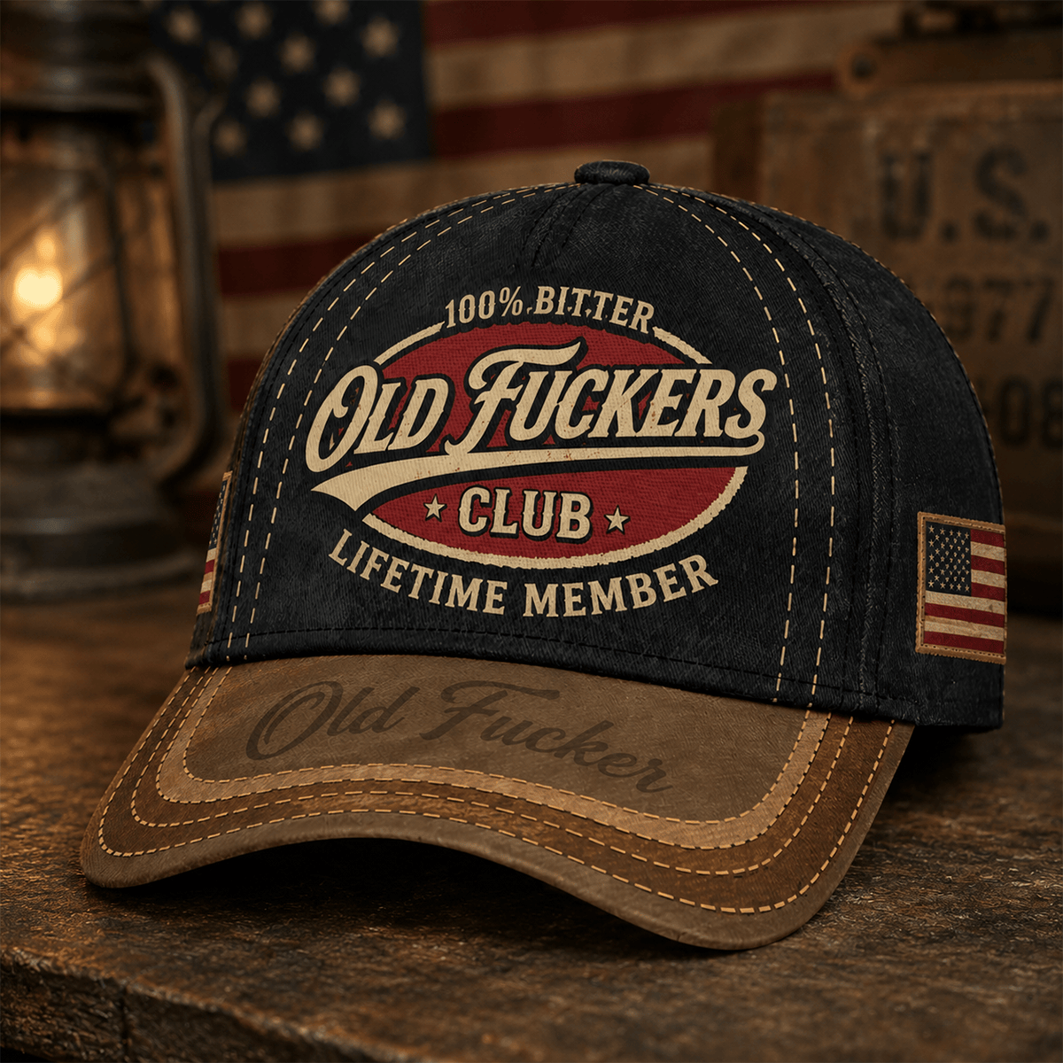 Bitter Old Fuckers Club Lifetime Member Printed Cap Funny Old Man Baseball Cap Dad Gift Grandpa Gift Vintage Trucker Hat