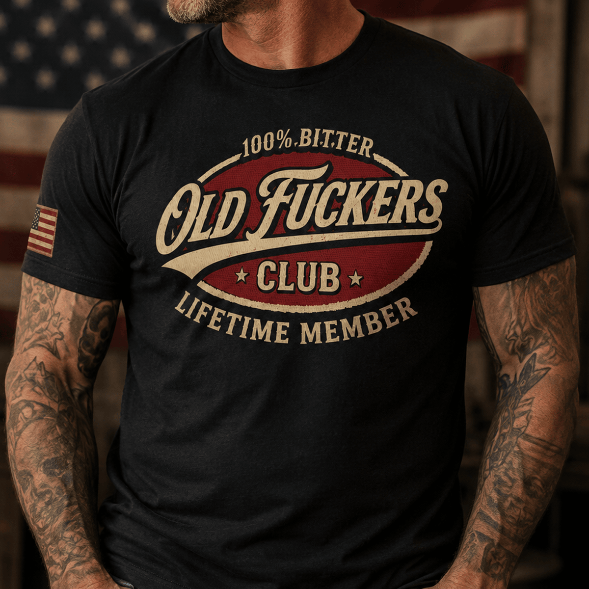 Bitter Old Fuckers Club Lifetime Member Printed T Shirt Funny Old Man Graphic Tee Dad Gift Grandpa Gift Vintage Style