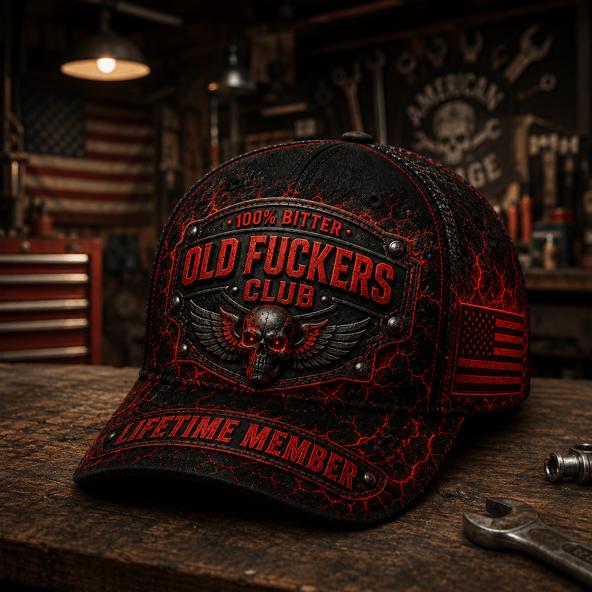 Bitter Old Fuckers Club Lifetime Member Skull Printed Cap Funny Old Man Baseball Cap Dad Gift Grandpa Gift Vintage Hat