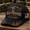 Old Fuckers Club Printed Cap Funny Skull Baseball Cap Gothic Skull Hat Biker Hat Motorcycle Rider Gift for Men Dad Grandpa