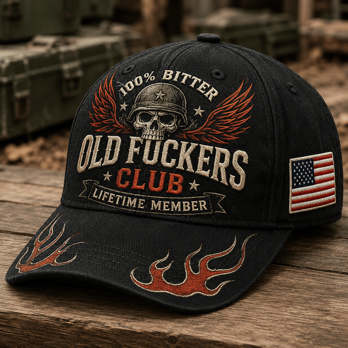 Old Fuckers Club Printed Cap Funny Skull Baseball Cap Gothic Skull Hat Biker Hat Motorcycle Rider Gift for Men Dad Grandpa