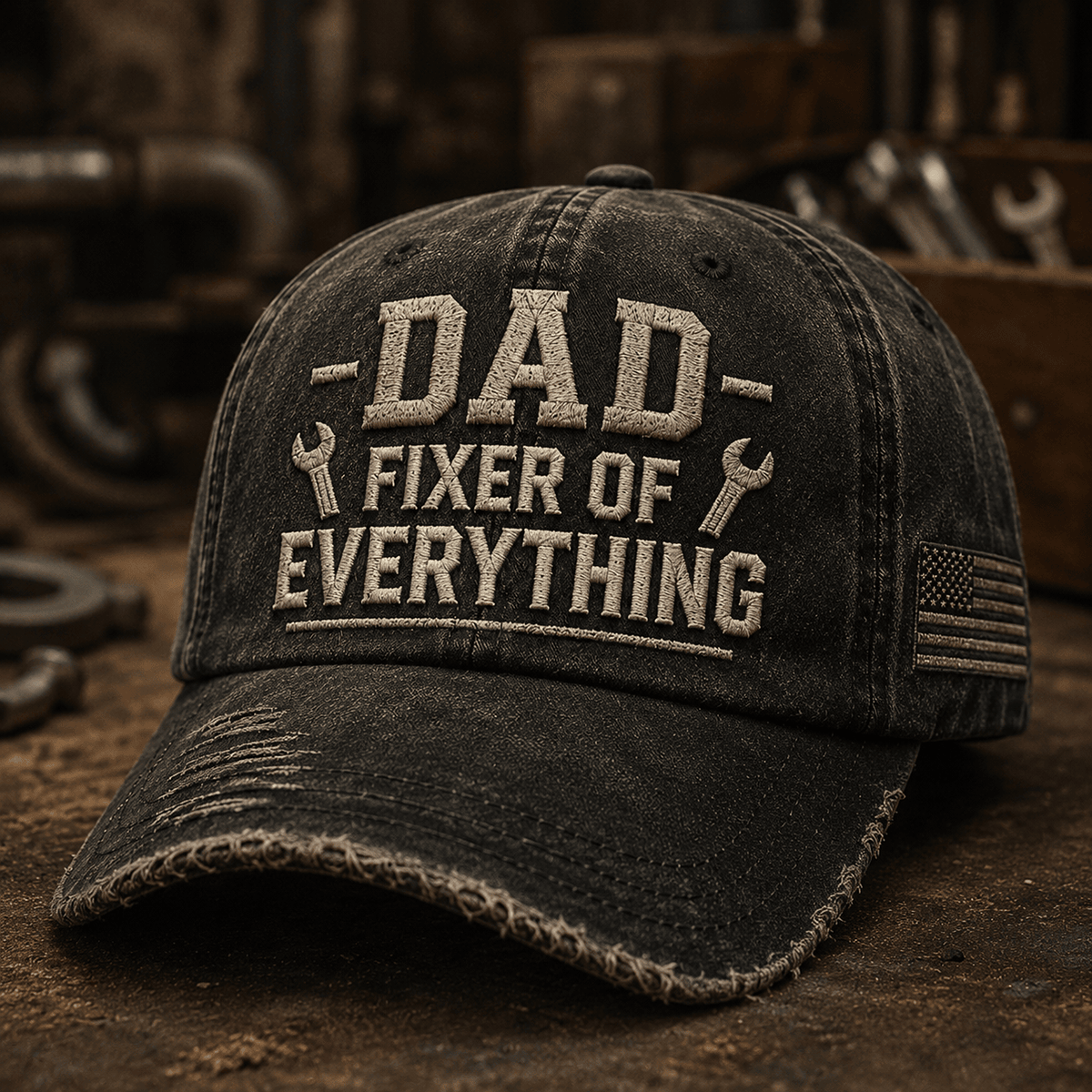 Dad Fixer Of Everything Printed Cap Funny Mechanic Dad Hat Vintage Baseball Cap Father's Day Gift for Dad Wrench Graphic Trucker Hat Gift for Men