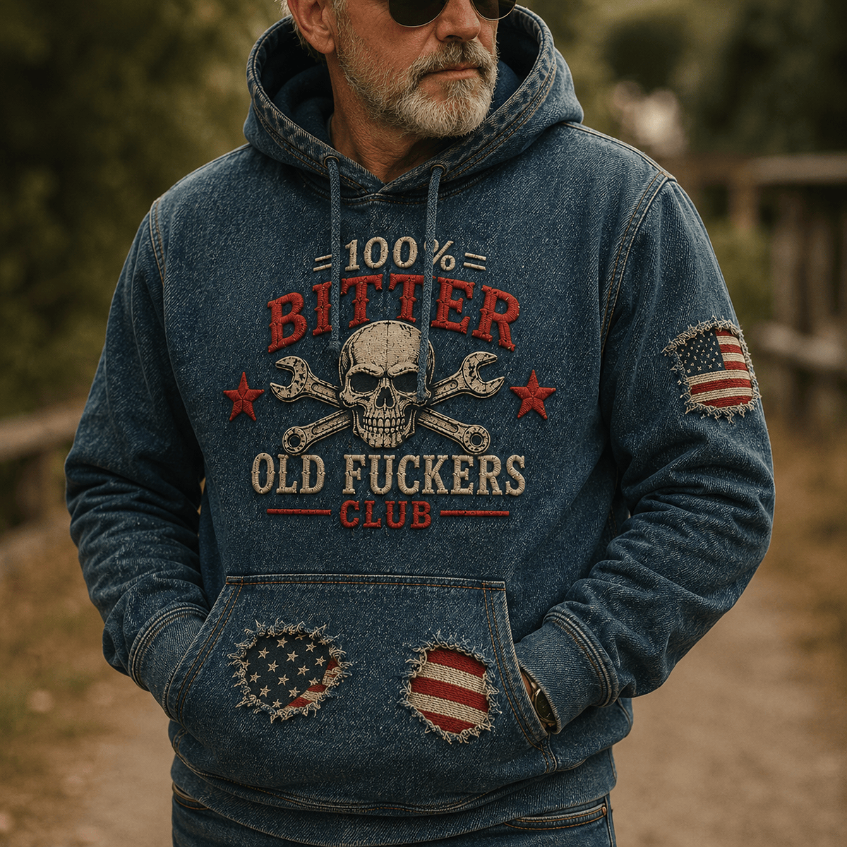Old Fuckers Club Printed Hoodie Funny Mechanic Hoodie Skull Hoodie Auto Mechanic Gift for Men Gift for Dad Hooded Sweatshirt