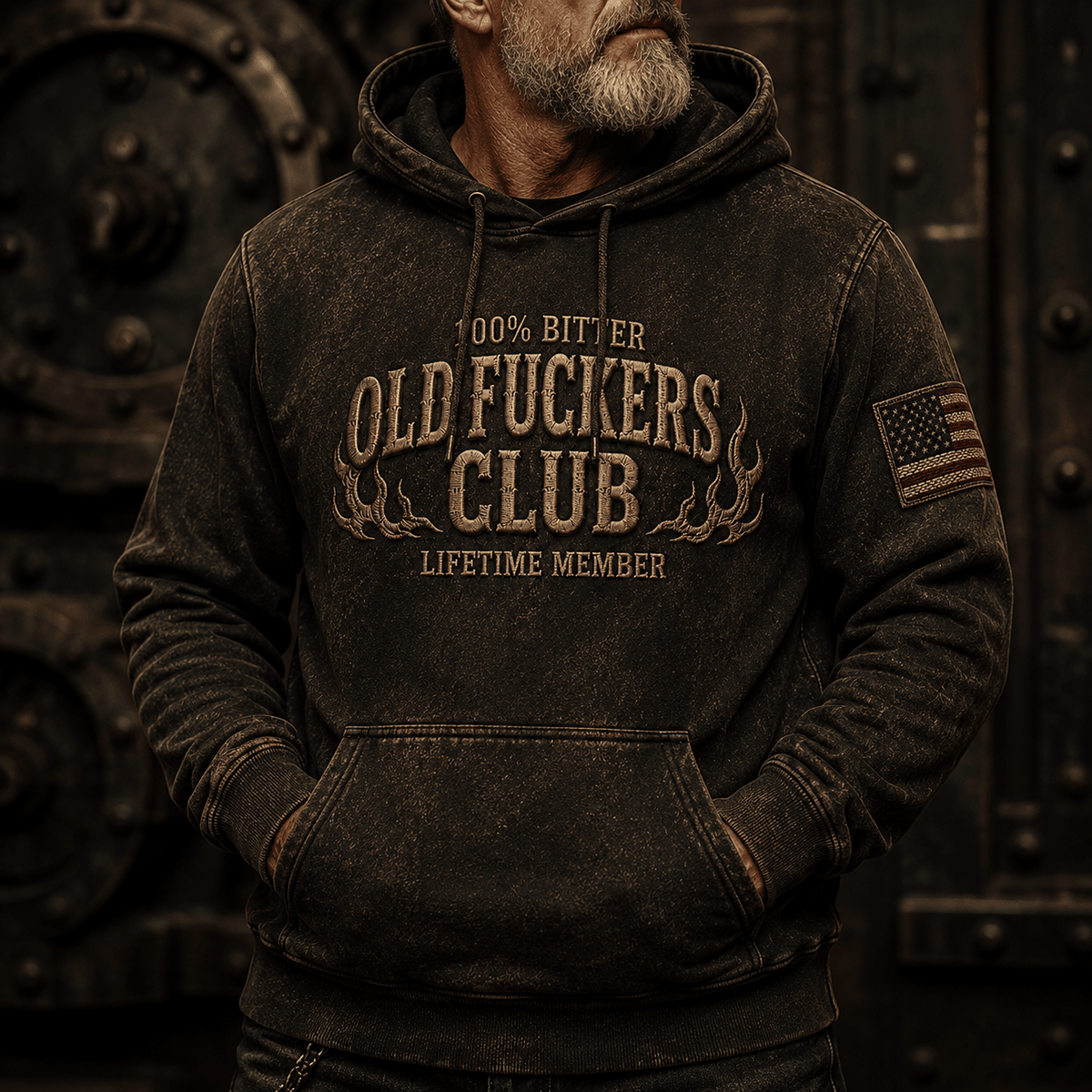 Old Fuckers Club Printed Hoodie Funny Mechanic Hoodie Auto Mechanic Hoodie Skull Hoodie Gift for Dad Gift for Men