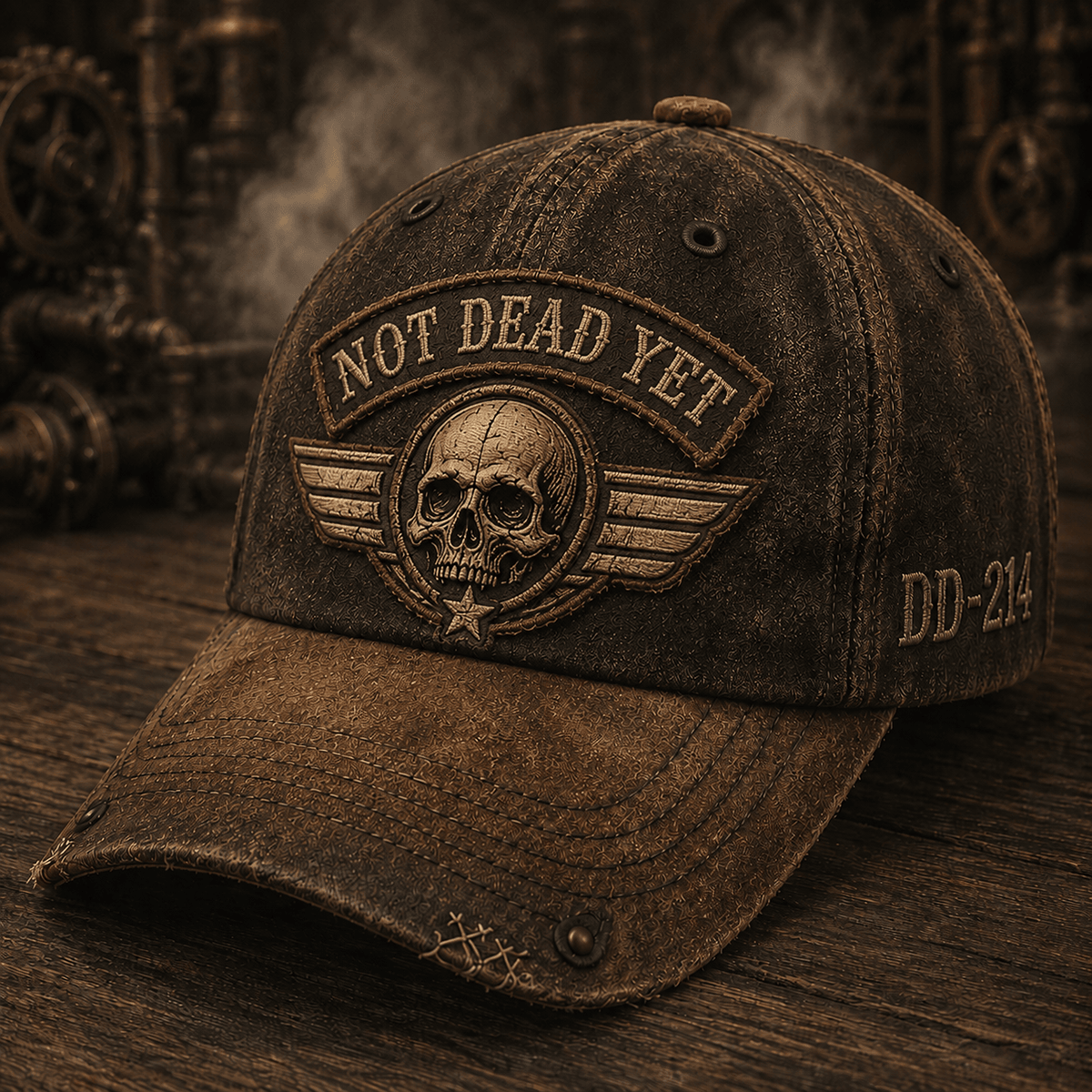Not Dead Yet Skull Printed Baseball Cap, Funny Skull Hat, Biker Cap, Motorcycle Lover Gift, Vintage Skull Graphic Hat for Men