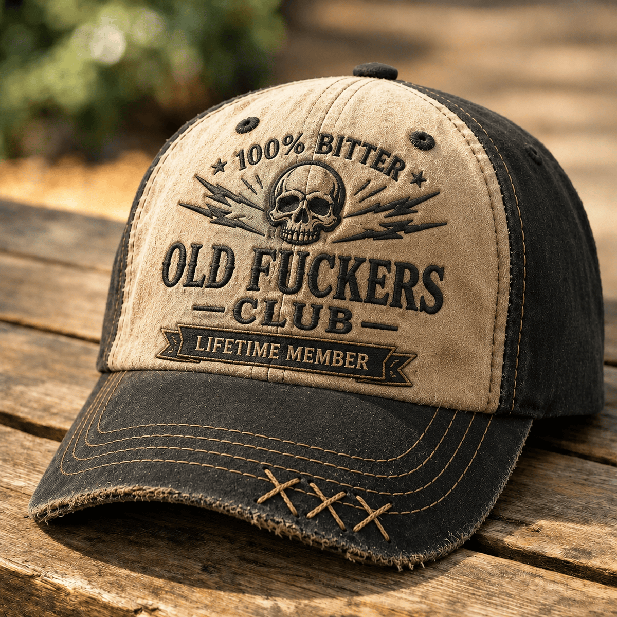Old Fuckers Club Printed Cap, Funny Skull Graphic Hat, Lifetime Member Design, Garage Humor Gift for Men, Funny Gift for Dad
