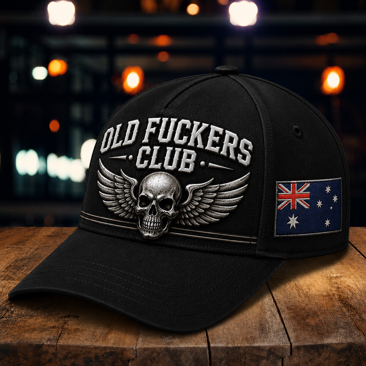 Old Fuckers Club Printed Baseball Cap, Skull Wings Australia Flag Hat, Funny Old Man Graphic Cap for Men