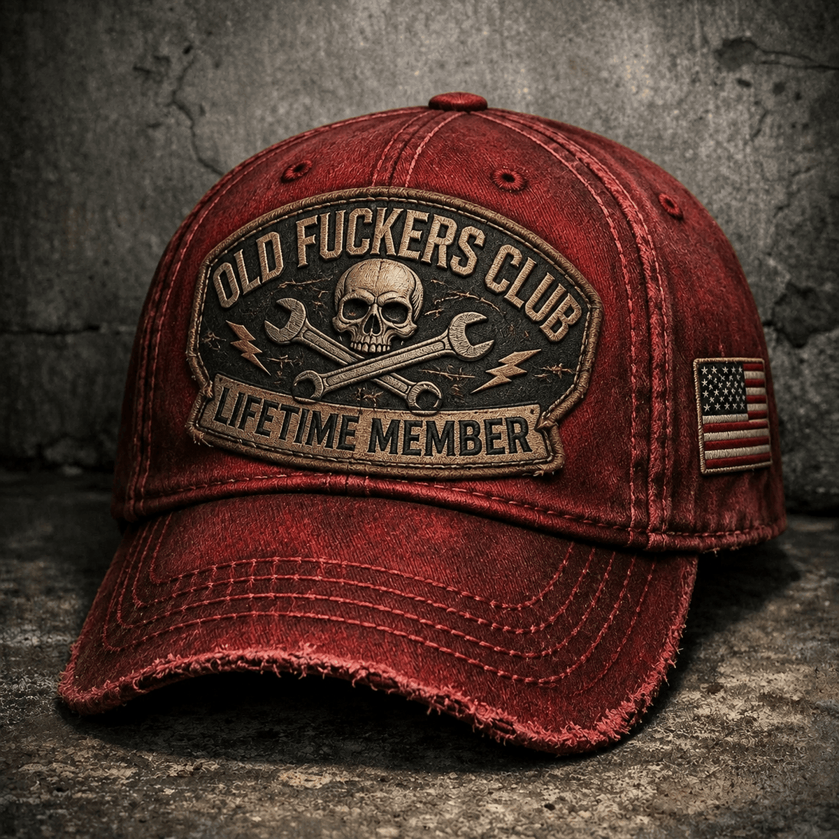 Old Fuckers Club Lifetime Member Printed Baseball Cap Skull Wrench Mechanic Design Funny Garage Gift Hat for Men