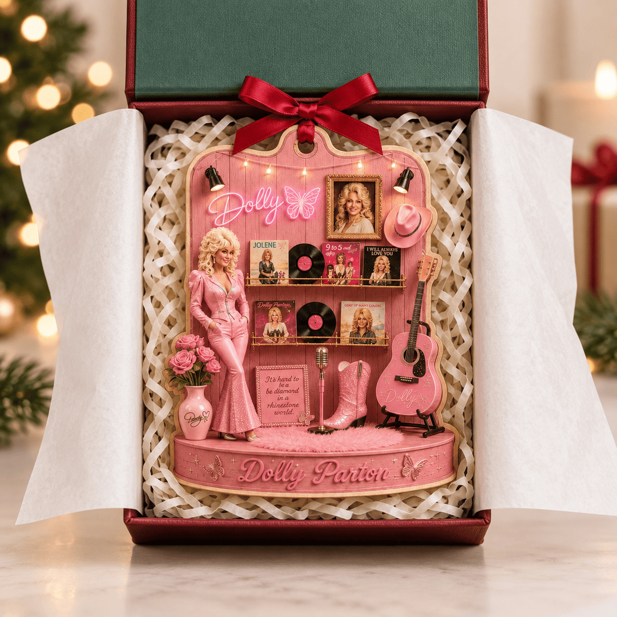 Dolly Parton Memorial Wooden Ornament, Dolly Parton Memory Christmas Ornament