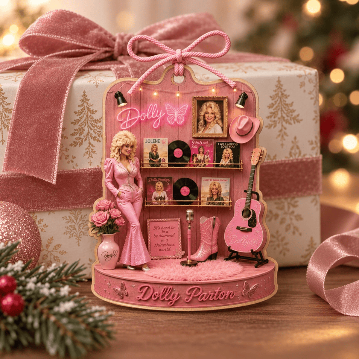 Dolly Parton Memorial Wooden Ornament, Dolly Parton Memory Christmas Ornament