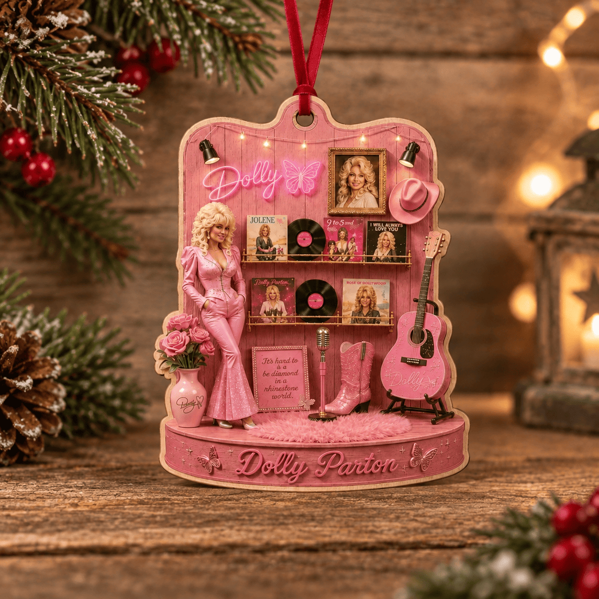 Dolly Parton Memorial Wooden Ornament, Dolly Parton Memory Christmas Ornament