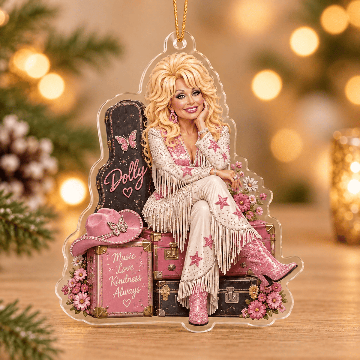 Dolly Parton Angel Acrylic Ornament Legend Tribute Keepsake