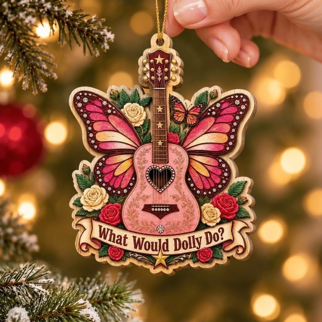 What Would Dolly Do? Butterfly Guitar Acrylic Ornament