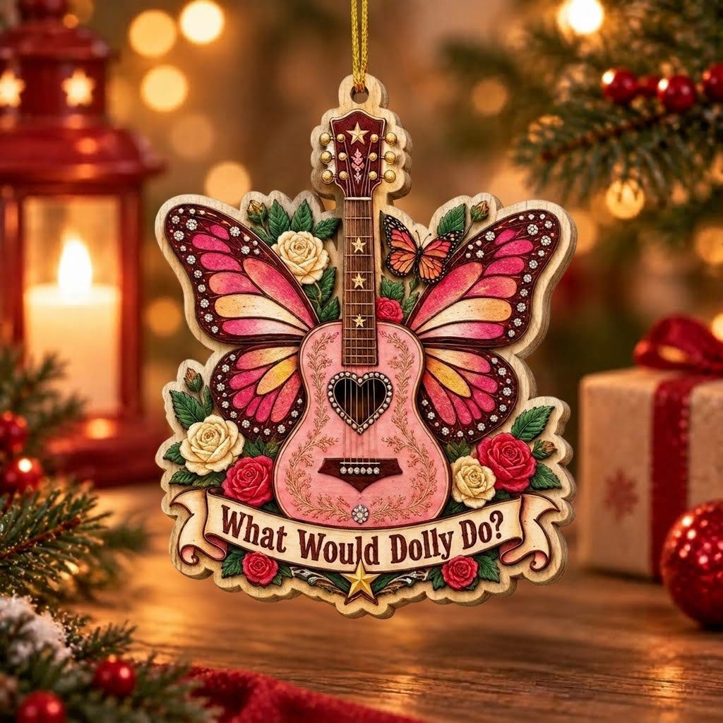 What Would Dolly Do? Butterfly Guitar Acrylic Ornament