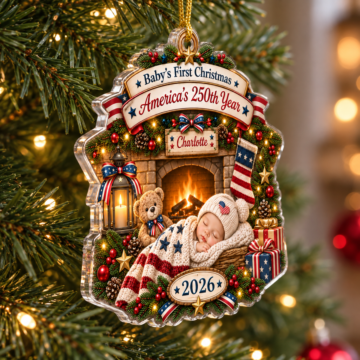 Baby First Christmas America's 250th Year Acrylic Ornament