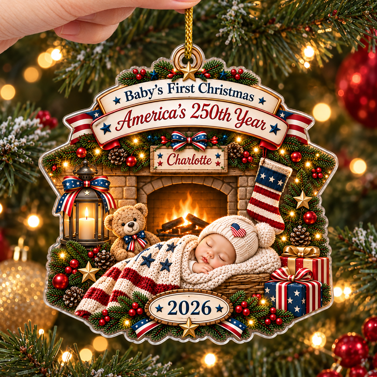 Baby First Christmas America's 250th Year Acrylic Ornament