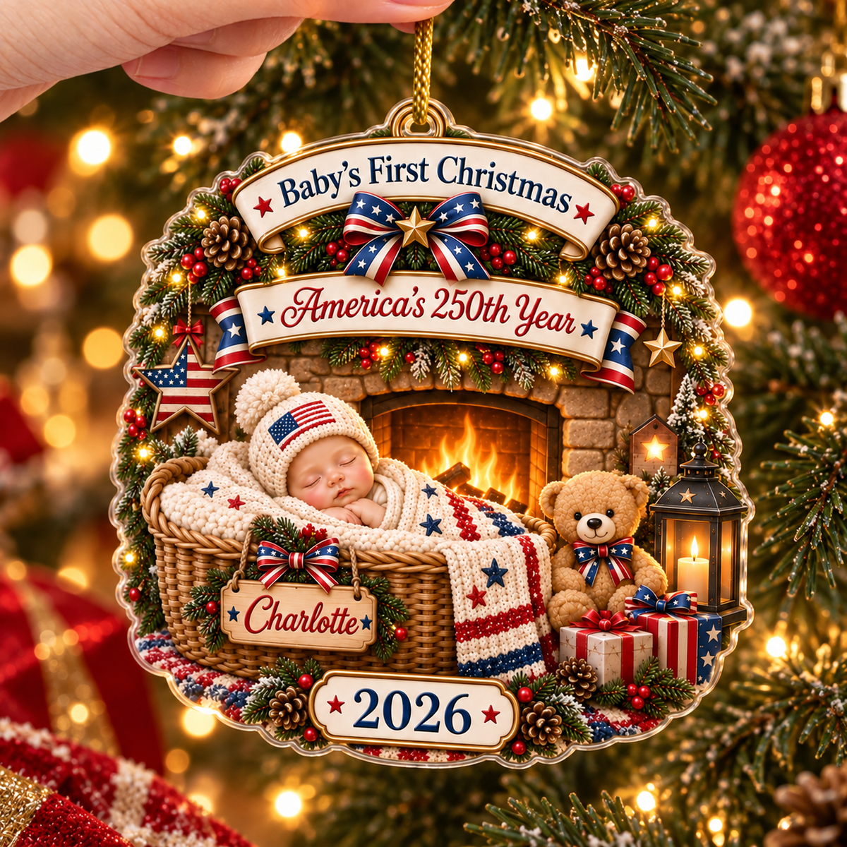 First Christmas America's 250th Year Acrylic Ornament, New Baby Ornament