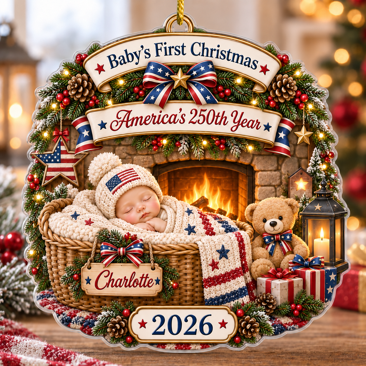 First Christmas America's 250th Year Acrylic Ornament, New Baby Ornament