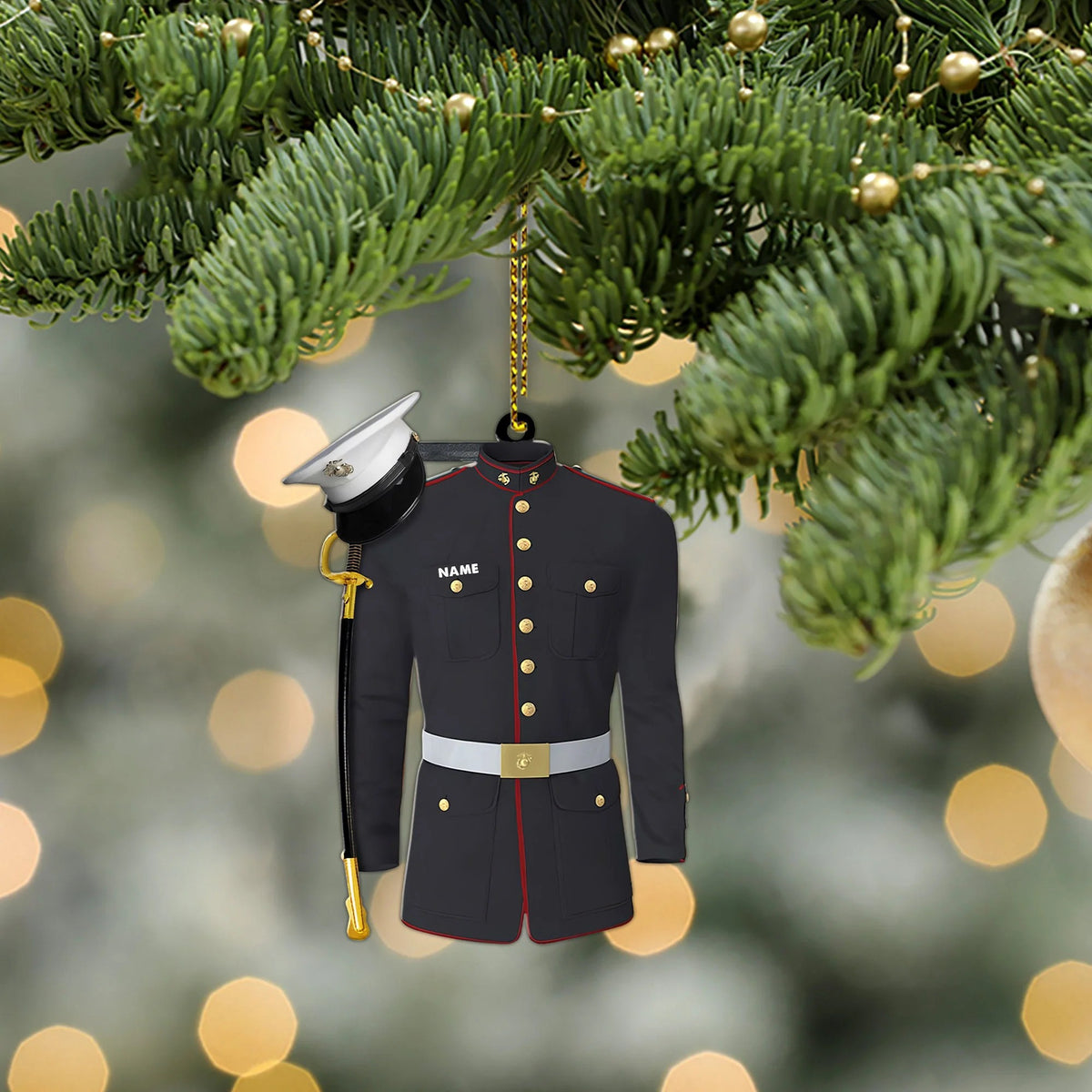 Personalized Marine Uniform 2D Flat Ornament, Christmas Gift For Military, Army Dad, Husband
