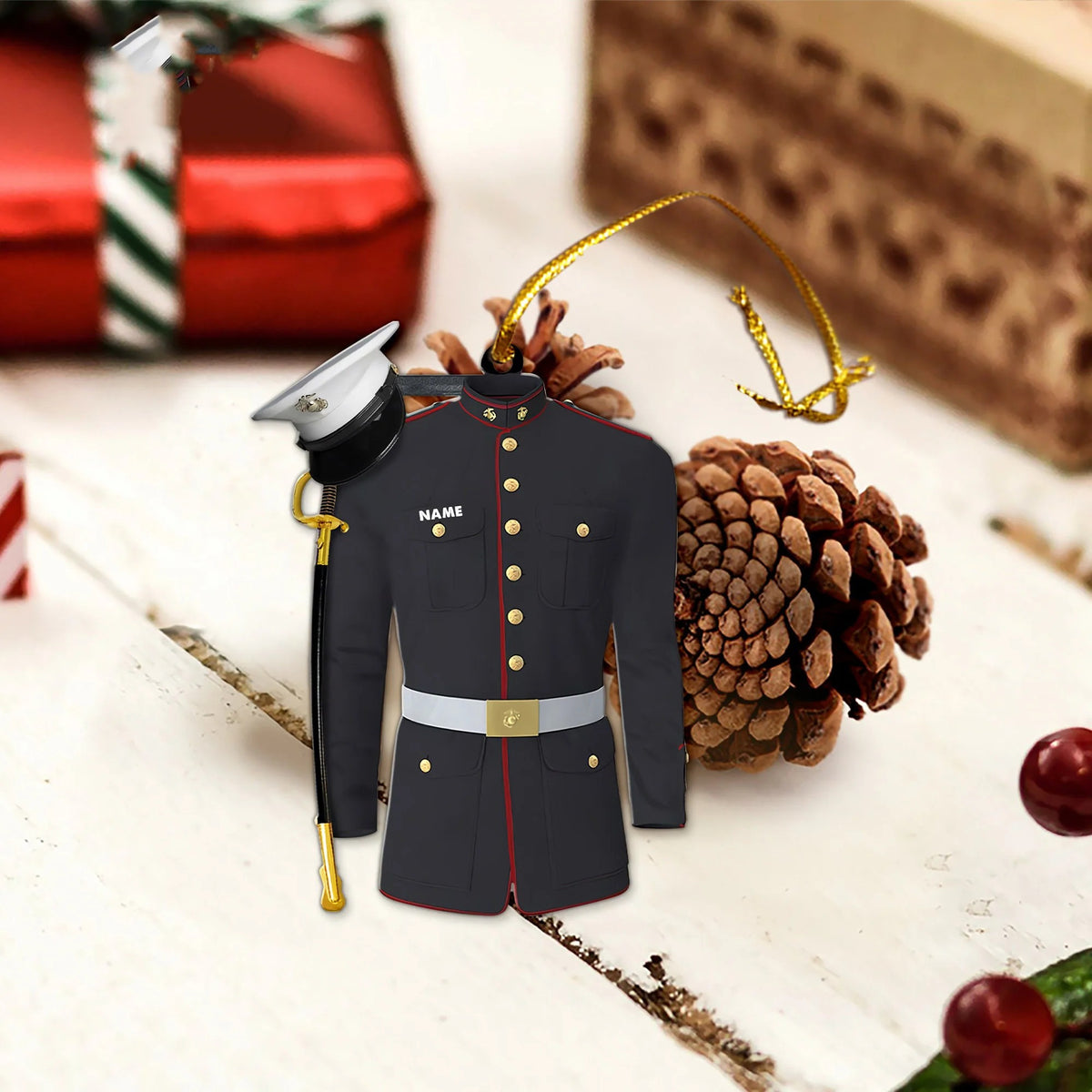 Personalized Marine Uniform 2D Flat Ornament, Christmas Gift For Military, Army Dad, Husband
