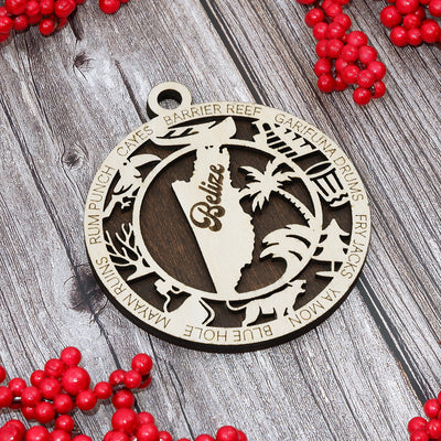 Discover Belize Wood Sign, Family Christmas Ornament, Christmas Decor