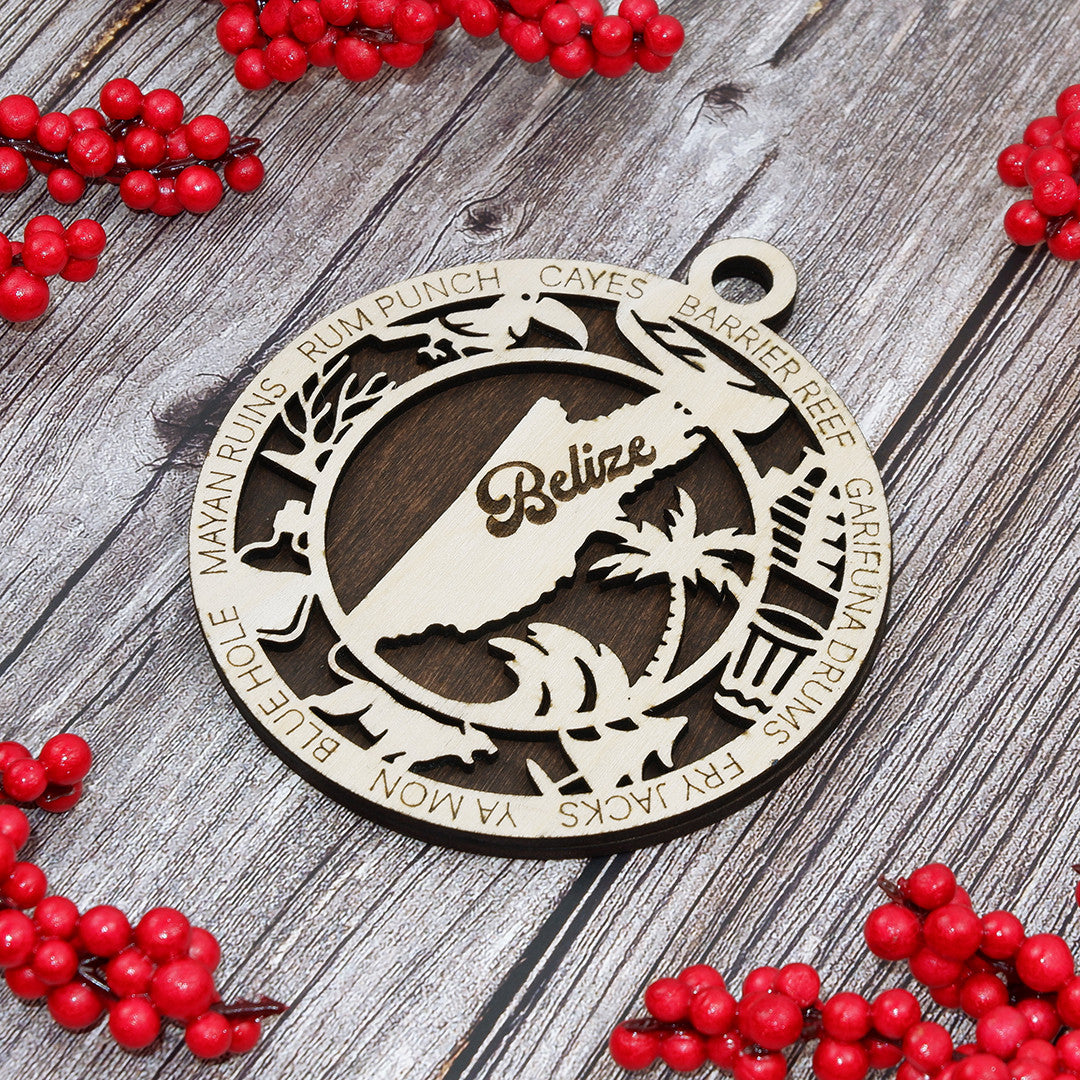 Discover Belize Wood Sign, Family Christmas Ornament, Christmas Decor