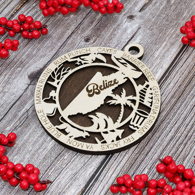 Discover Belize Wood Sign, Family Christmas Ornament, Christmas Decor