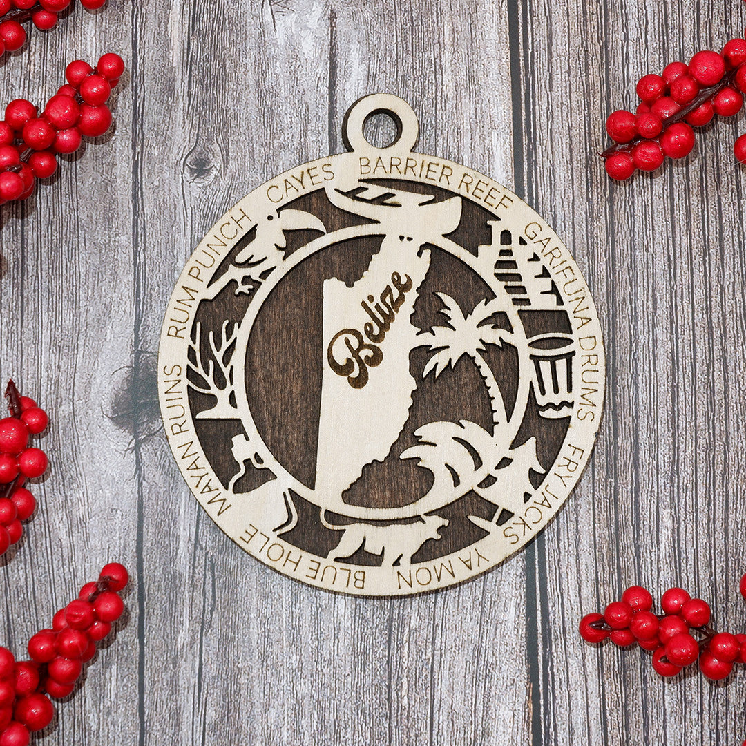 Discover Belize Wood Sign, Family Christmas Ornament, Christmas Decor