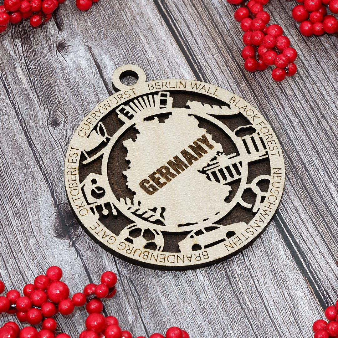Discover Germany Wood Sign, Family Christmas Ornament, Christmas Decor