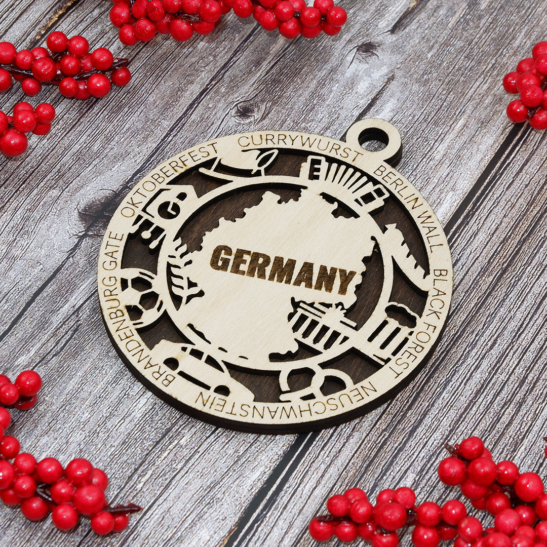Discover Germany Wood Sign, Family Christmas Ornament, Christmas Decor