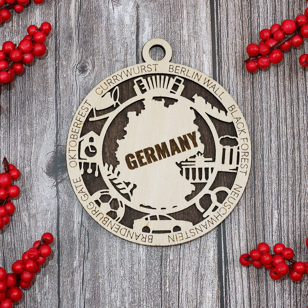 Discover Germany Wood Sign, Family Christmas Ornament, Christmas Decor