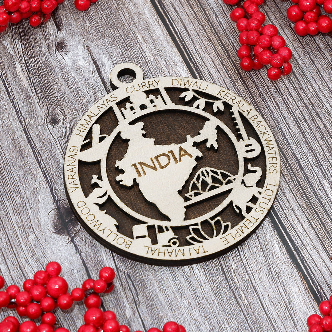 Discover India Wood Sign, Family Christmas Ornament, Christmas Decor