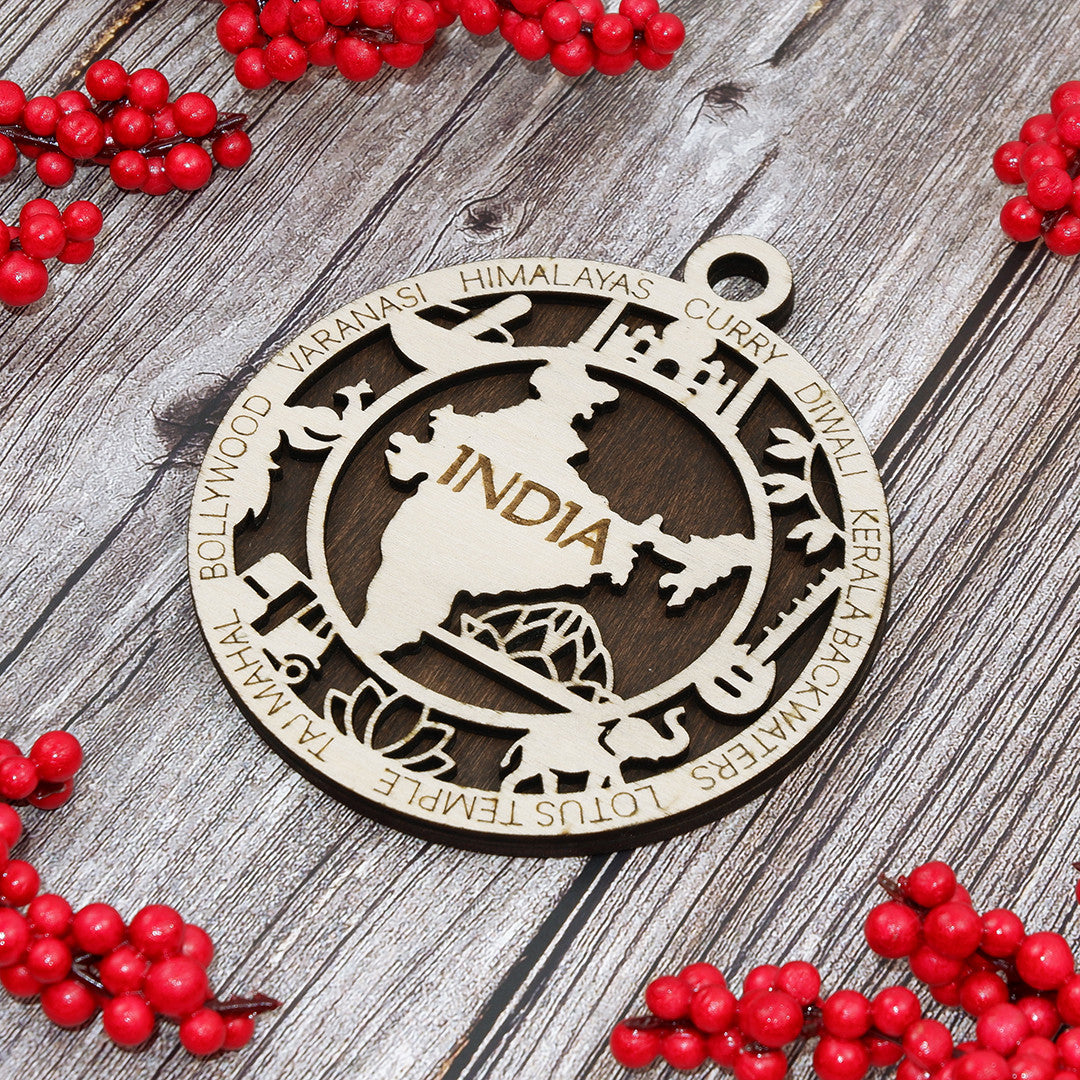 Discover India Wood Sign, Family Christmas Ornament, Christmas Decor